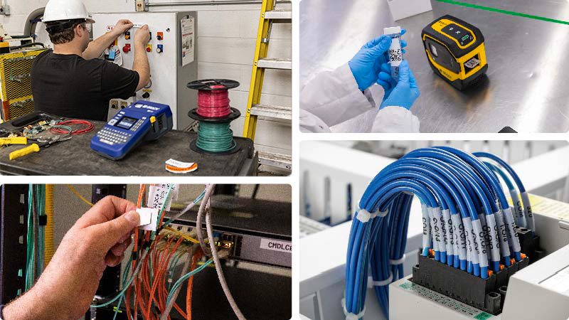 Ett kollage av tillämpningar för skrivarna M210-LAB och M510.