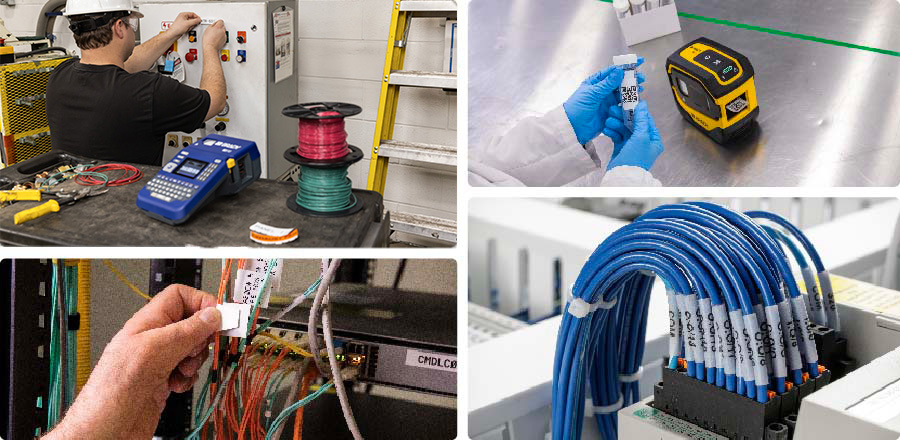 Ett kollage av tillämpningar för skrivarna M210-LAB och M510.