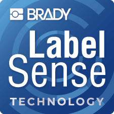 En Brady LabelSense-etikett som indikerar användningen av LabelSense smart teknologi.