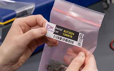 En etikett med en streckkod appliceras på en produkt.